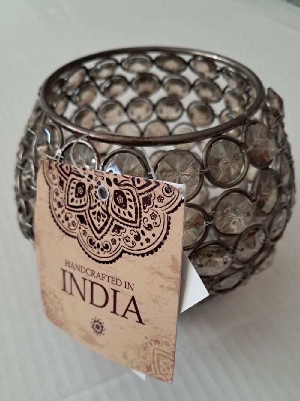 Crystal Silver Tea Light Candle Holders – Handcrafted Home Decor from India